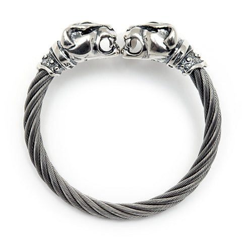 Panther Head Cable Bangle Bracelet