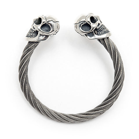 Skull Head Cable Bangle Bracelet