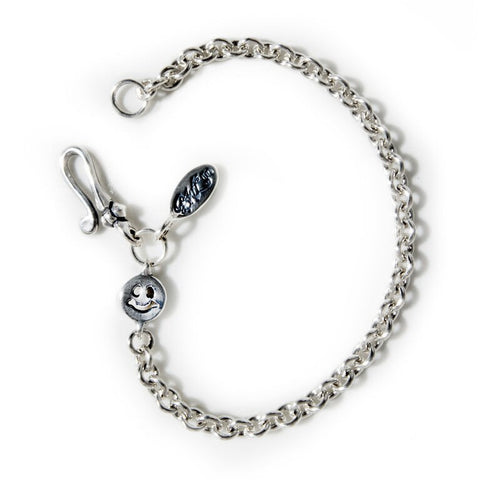 Round Chain Link Bracelet with Tiny Charm and Oval BWL Tag