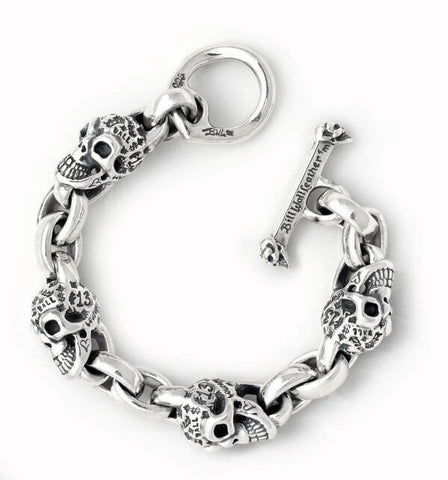 Graffiti Vintage Skull Chain Link Bracelet