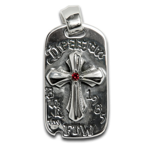 Dragon 2005 Cross with Gemstone Dog Tag