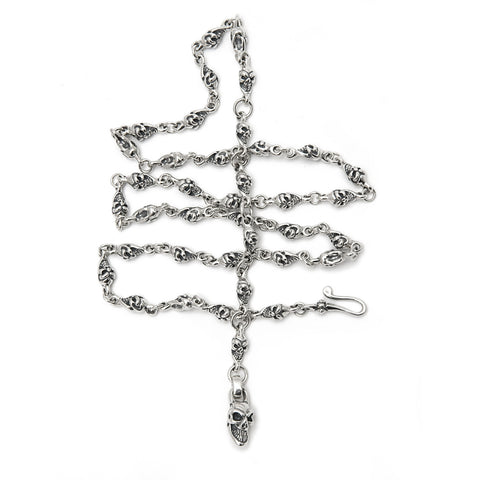 Small Link Skull with Skull Fob Necklace