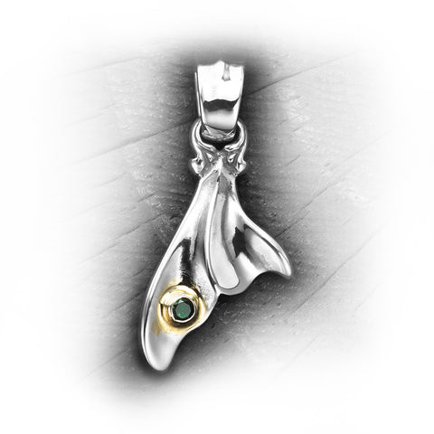 Third Generation Medium Whale's Tail Pendant with Stone