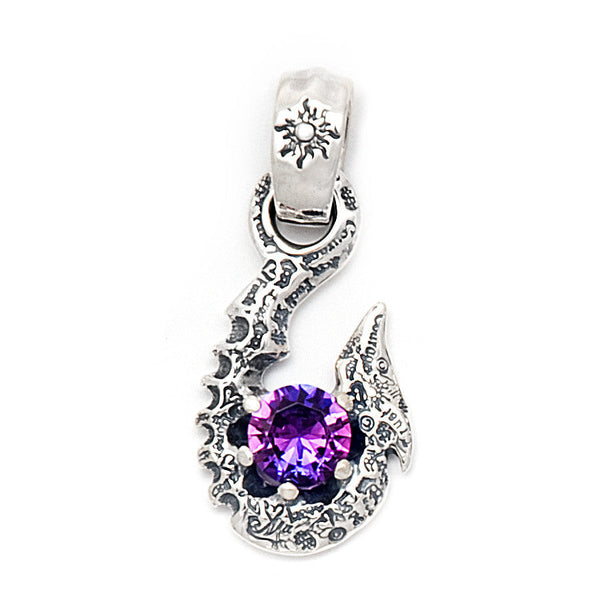 dark blue sapphire carved fish hook Fish Hook with Gemstone Pendant