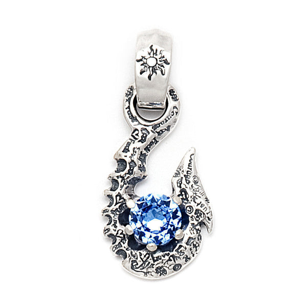 dark blue sapphire carved fish hook Polynesian Bone Pendant and Chooker Ocean Life Store Hand-Carved Hawaiian Fish Hook Statue