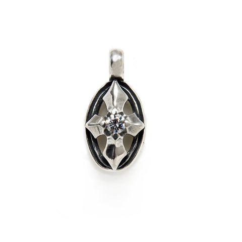 Oval Cross with Stone Charm