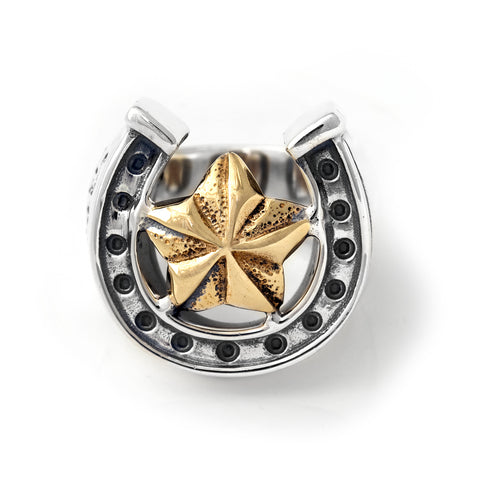 Horseshoe Ring with "STAR 5 POINTS" Top - Large