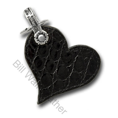 Shiny Alligator Leather Heart Shaped Key Chain