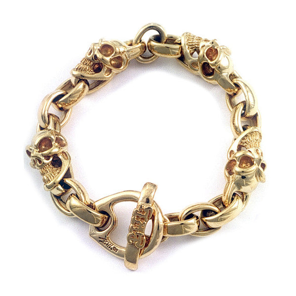 22k Good Luck Skull and Chain Bracelet