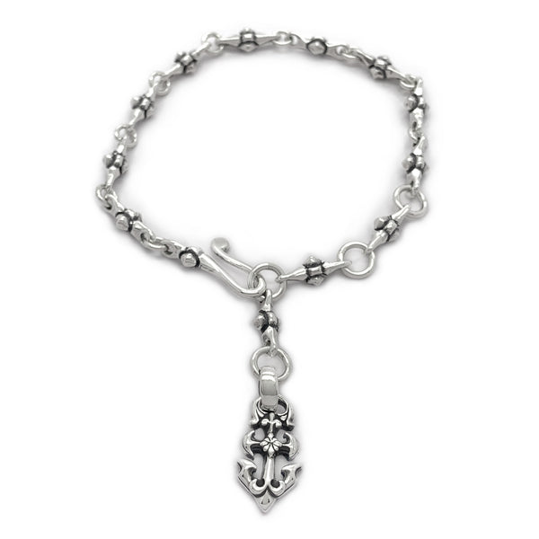 Men's Small Cross with Anchor Fob Bracelet