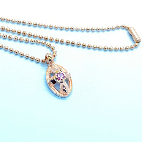 Oval Cross with Stone Charm with 18k Rose Gold Plating