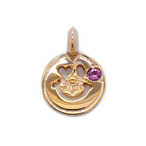Happy Face with Heart in Left Eye Charm 18k Rose Gold Plating Custom