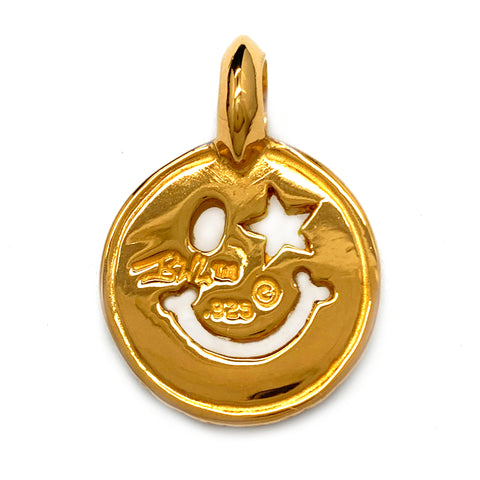 Happy Face with Star Eye Yellow Gold Plated Charm