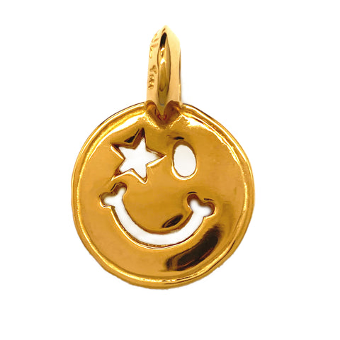 Happy Face with Star Eye Yellow Gold Plated Charm
