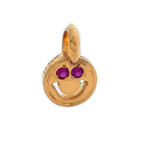 Happy Face Charm "Small" Custom 18k Gold Plated Stone Eyes