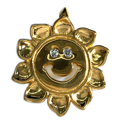 Custom 18k Gold Plated Sunflower Happy Face Charm