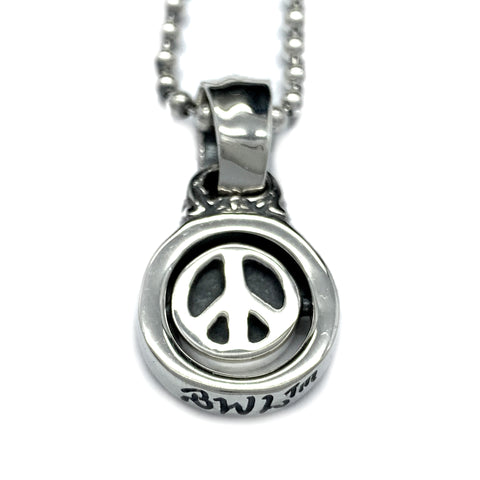 Rotating Peace/Happy Face Charm with Ball Chain