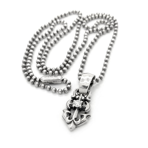 Anchor Charm with Stone and Ball Chain