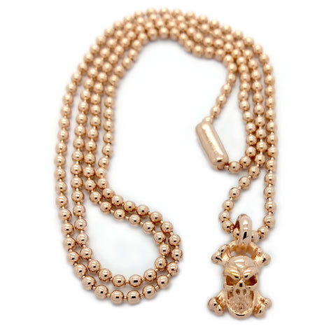 Skull and Crossbones Charm with Ball Chain 18k Rose Gold Plated