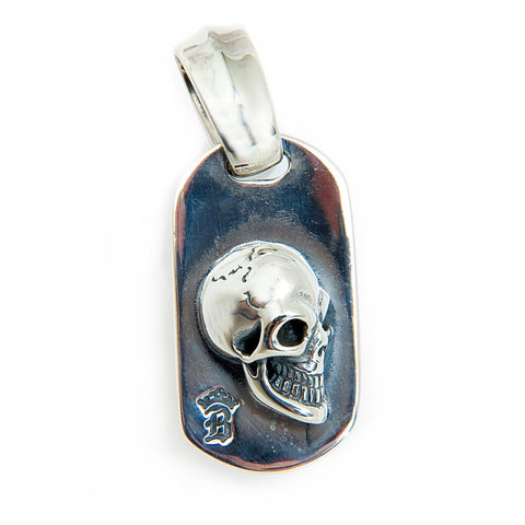 Smooth Dog Tag with Vintage Skull and Large Bale