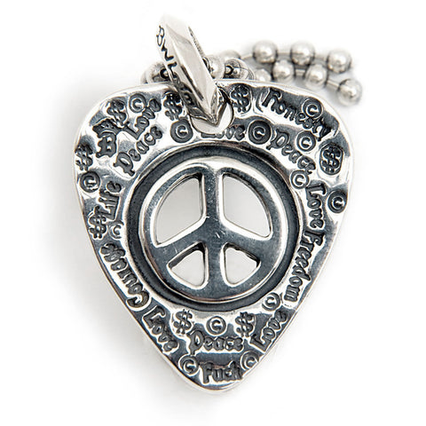 Graffiti Pick Dog Tag with Peace Signs and Ball Chain