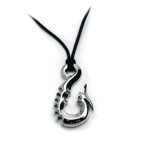 99 Fish Hook with Leather Lace Pendant - Bill Wall Leather Inc.