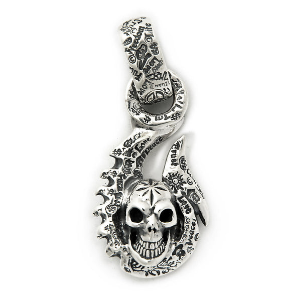 Graffiti Fish Hook with Vintage Skull and Mid Star Pendant