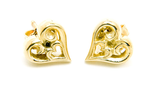 Tribal Heart Earrings 18k Gold