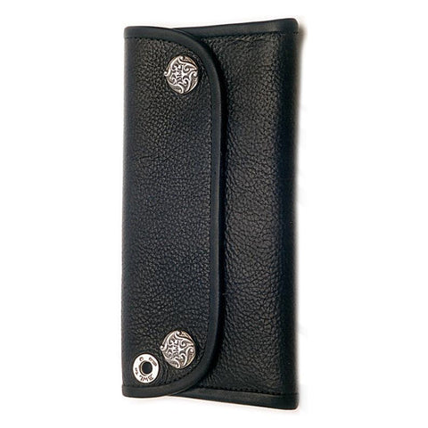 Large Currency Wallet in Black Italian Leather