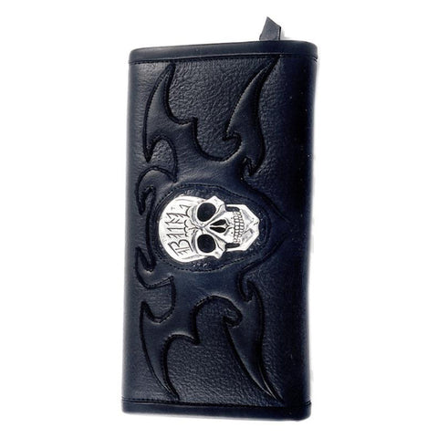 Wallet with Skull Inlay and Tribal Emboss
