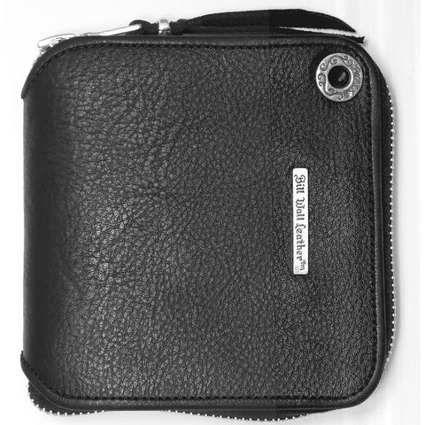 Square Zipper Wallet - Flat Black Plain