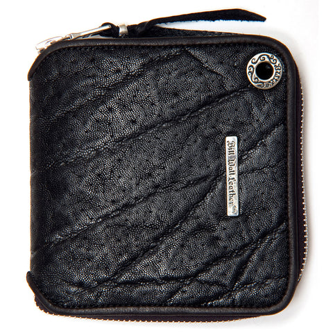 Square Zipper Wallet in Elephant Leather