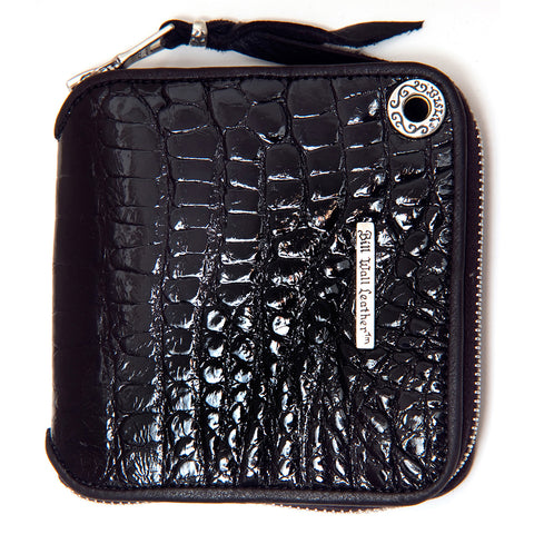Square Zipper Wallet in Shiny Alligator