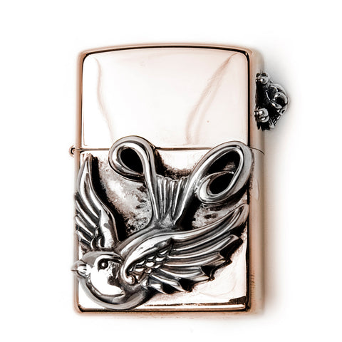 Brass Lighter with Sparrow