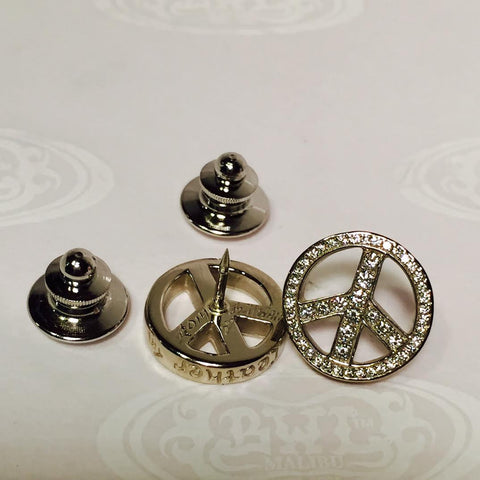 Pins - Peace sign with 18K White Gold and Diamonds