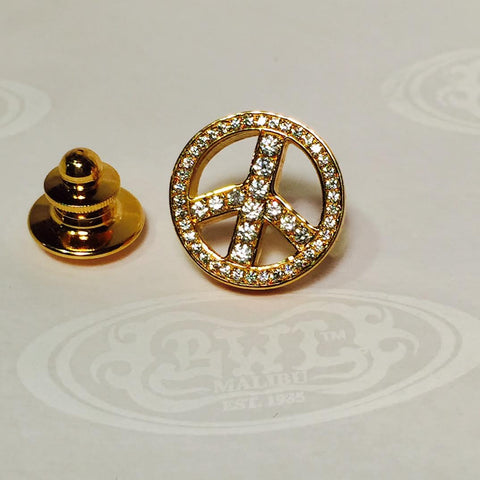 18k Plated Peace sign pin with CZ
