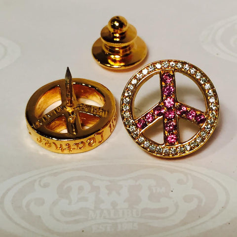 18k Plated Peace Sign Pin with stones