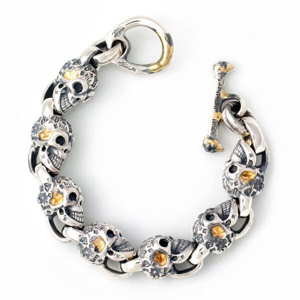 Graffiti Vintage Skull Bracelet's with Gold Overlay - Bill Wall Graffiti Vintage Skull Bracelet's with Gold Overlay - Bill Wall