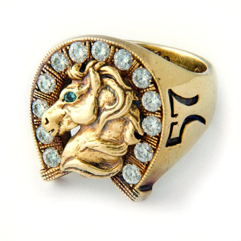 Mark Mahoney 22K Horseshoe Ring with 13 Diamonds