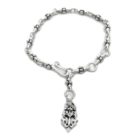 Men's Small Cross with Anchor Fob Bracelet