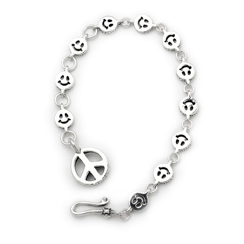 Small Happy Face Links with Peace Fob Bracelet