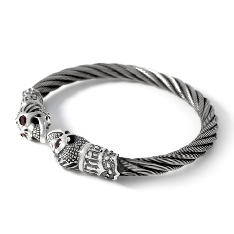 Engraved Skull Cable Bangle Bracelet