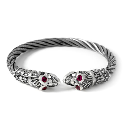 Engraved Skull Cable Bangle Bracelet