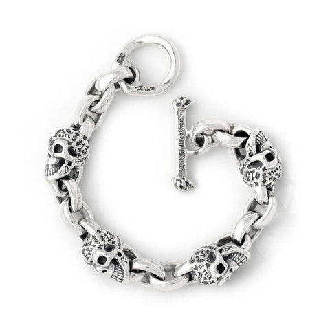 Graffiti Vintage Skull Chain Link Bracelet