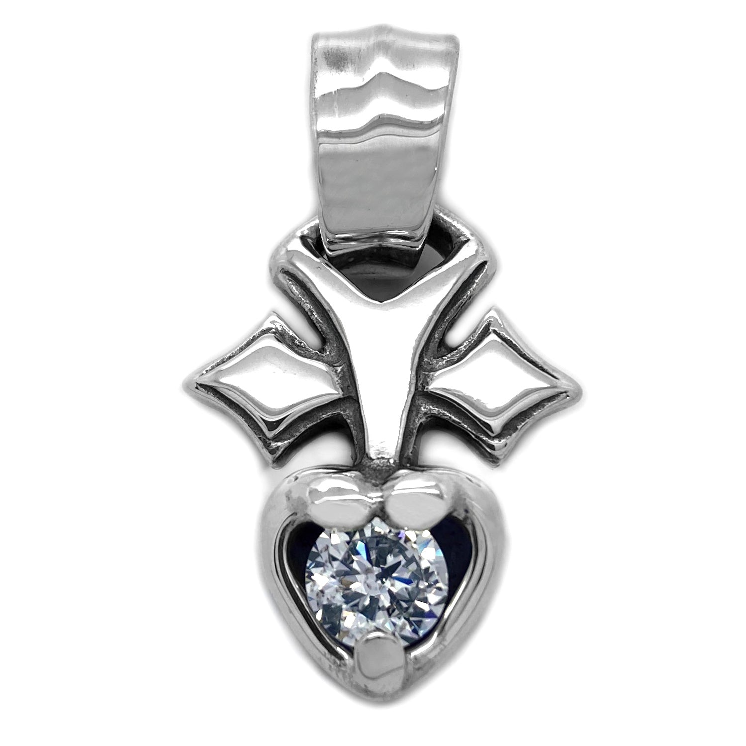 Pierced Heart with Stone Charm - Bill Wall Leather Inc.