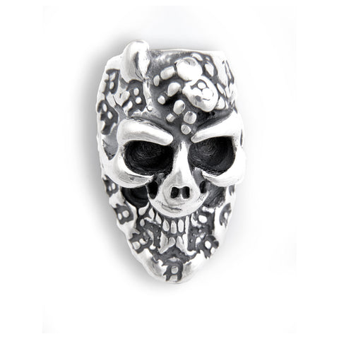 Graffiti Skull Bead with 1 Horn, Spider and "B" Crown Charm