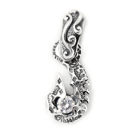 Graffiti Fish Hook Large Wave Bale with Gemstone Charm