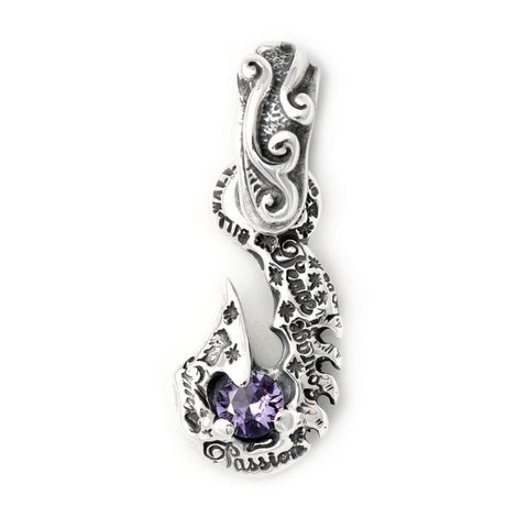 Graffiti Fish Hook Large Wave Bale with Gemstone Charm