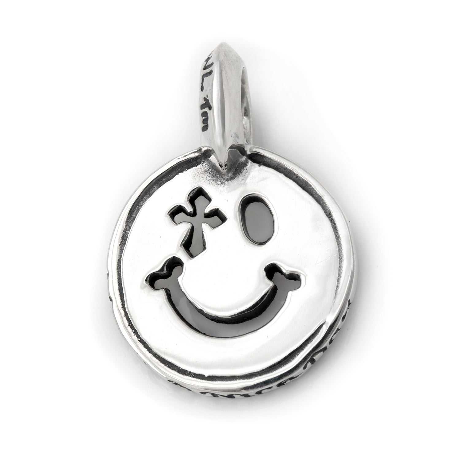 Happy Face with Cross Eye Charm - Bill Wall Leather Inc.