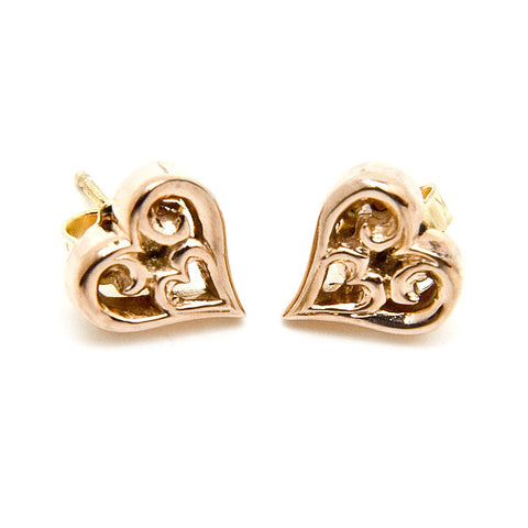 Tribal Heart Earrings 18k Gold